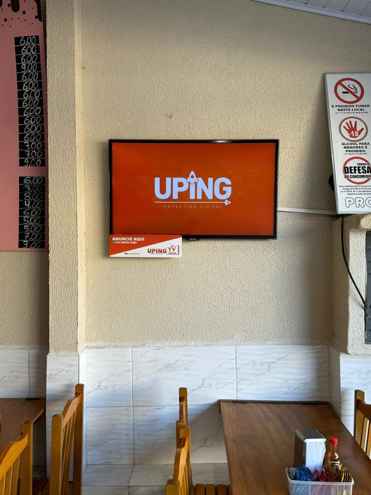 Propagandas e informações são exibidas nas Tv's da Uping por toda a nossa região