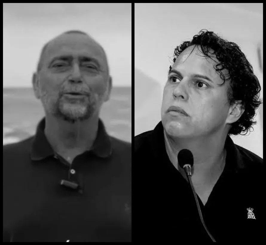 Os candidatos Dr. Juan Garcia e Professor Gleivison Gaspar frente a frente na disputa pela prefeitura de São Sebastião. A campanha esquenta com acusações de traição e alianças duvidosas.